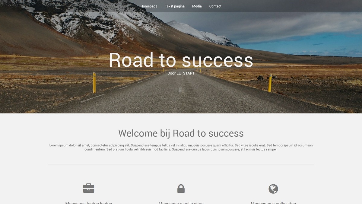 startontwerp Road to Success voorbeeld desktop