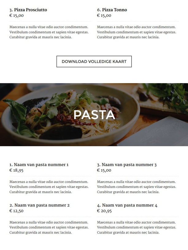 startontwerp Italian restaurant voorbeeld tablet