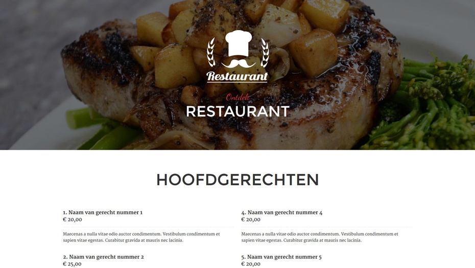 startontwerp Restaurant voorbeeld desktop